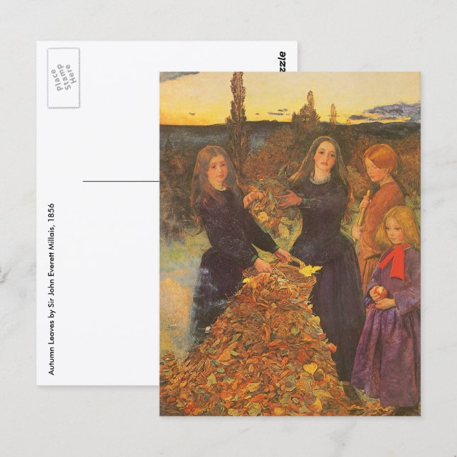 Carte Postale Feuilles d'automne de Sir John Everett Millais (Devant / Derrière)