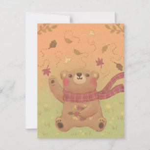 Carte Postale Feuilles d'automne de Teddy Bear