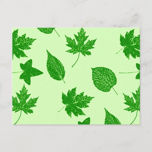 Carte Postale Feuilles d'automne - émeraude et vert citron (Devant)