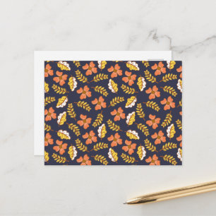 Carte Postale Feuilles d'automne en chute chaude avec fleurs