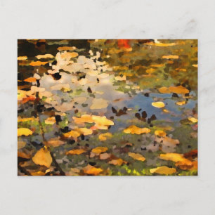 Carte Postale Feuilles d'automne flottantes Abstraites