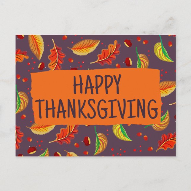 Carte Postale Feuilles d'automne modernes châtaignes automne Tha (Devant)