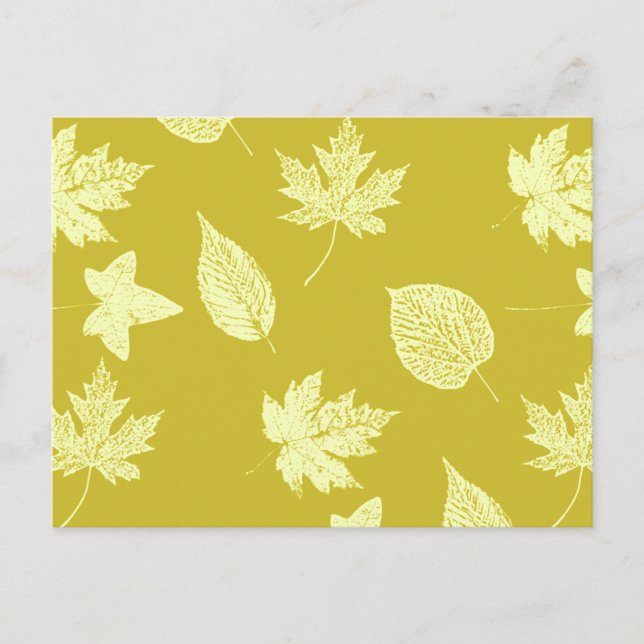 Carte Postale Feuilles d'automne - moutarde et jaune clair (Devant)