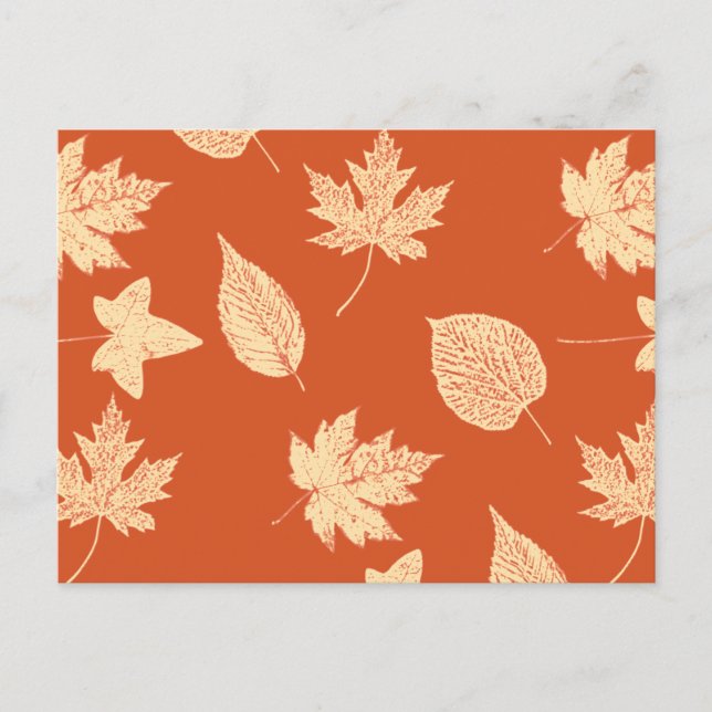 Carte Postale Feuilles d'automne - orange mandarine (Devant)