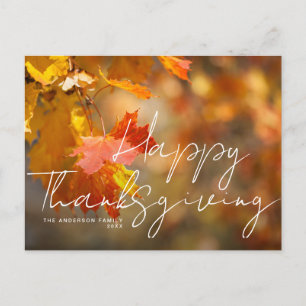 Carte Postale feuilles d'automne rustiques joyeux thanksgiving