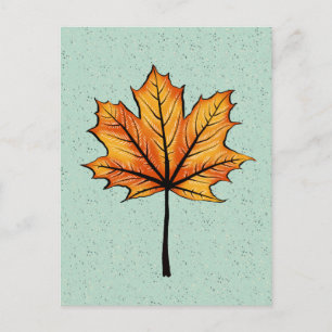 Carte Postale Feuilles D'Automne Sur L'Art Botanique Décoratif B