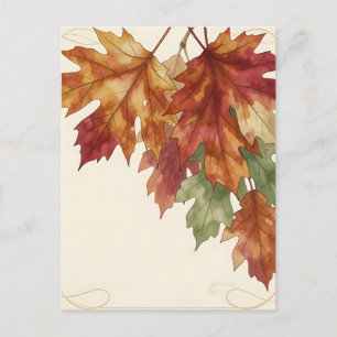 Carte Postale Feuilles de érable d'automne à l'aquarelle Élégant