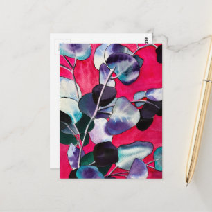 Carte Postale Feuilles de gommier art à l'aquarelle