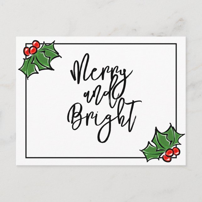 Carte Postale Feuilles de houx, baies de houx, motif de vacances (Devant)