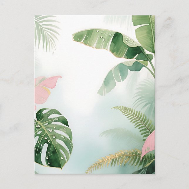 Carte Postale Feuilles de Jungle Tropical Aquarelle (Devant)