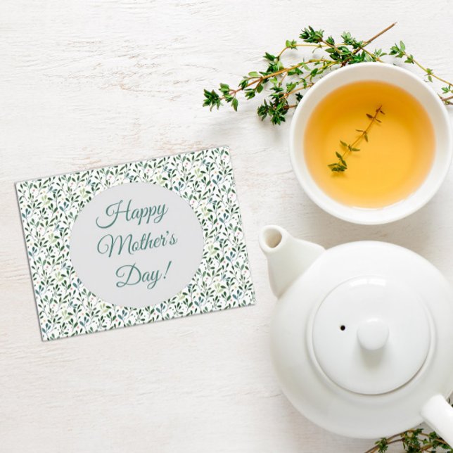 Carte Postale Feuilles de l'aquarelle motif de la fête des mères (Créateur téléchargé)