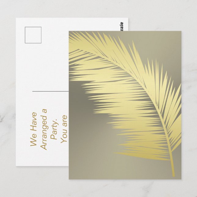 Carte Postale Feuilles de palmier tropical doré (Devant / Derrière)