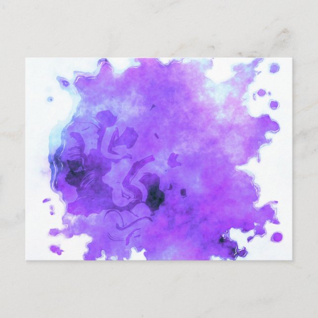Carte Postale Feuilles de peinture à l'aquarelle - violet (Devant)