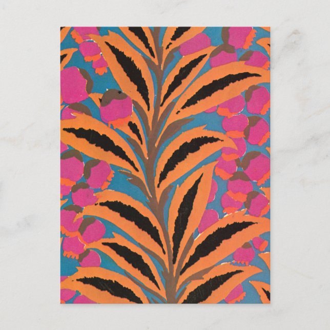 Carte Postale Feuilles déco à Orange (Devant)