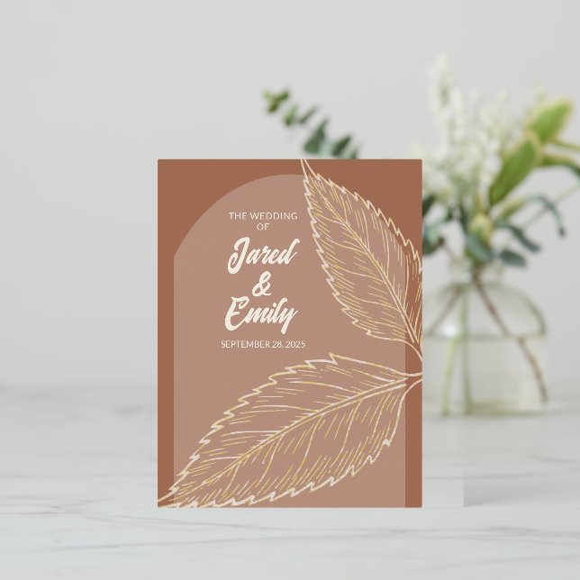 Carte postale Feuilles Mocha Gold Foil (Debout devant)