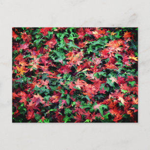 Carte Postale Feuilles - Rouge et Vert