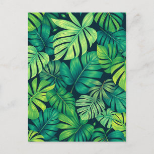 Carte Postale Feuilles Tropicales de Monstera Motif Jungle