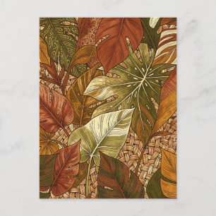 Carte Postale Feuilles tropicales de Monstera, vert rouille, bot