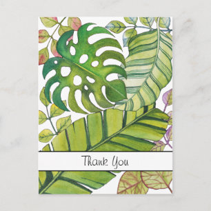 Carte Postale Feuilles tropicales mignonnes en aquarelle.