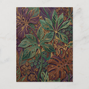 Carte Postale Feuilles tropicales ornementales Monstera violet v
