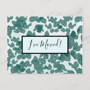 Carte Postale Feuilles verts sur le changement d'adresse en bleu