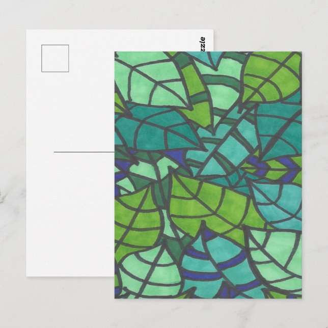 Carte Postale Feuilles verts tropicaux (Devant / Derrière)