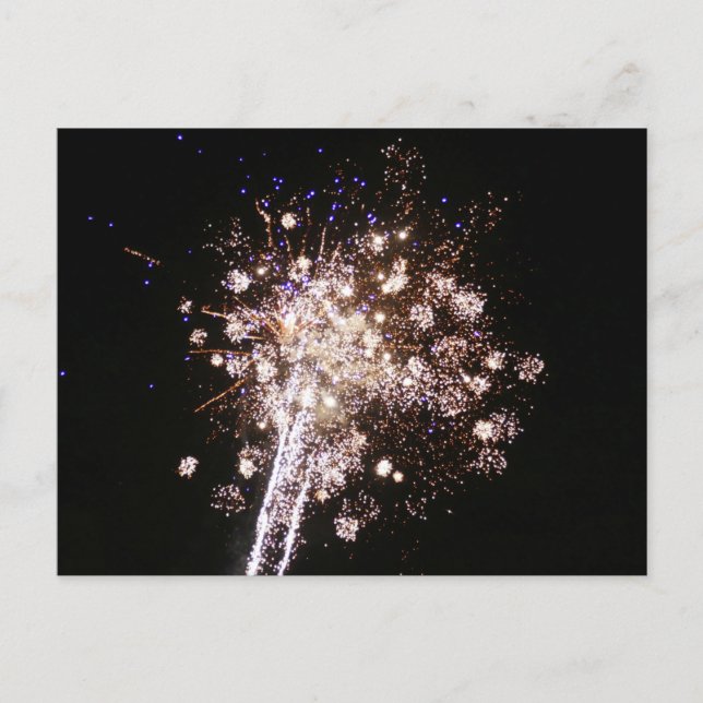 Carte Postale Feux d'artifice bleus et blancs (Devant)
