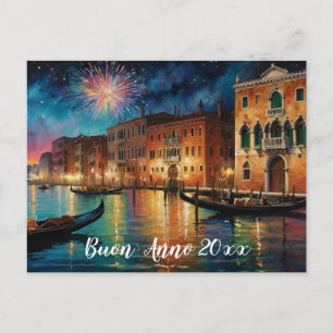 Carte Postale Feux d'artifice élégants de Venise Nouvel An