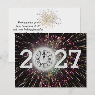 Carte Postale Feux d'artifice et horloge lunaire du Nouvel An 20