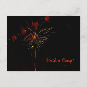 Carte postale - Feux d'artifice et lanternes
