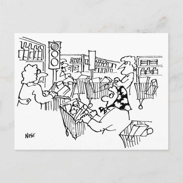 Carte Postale Feux de circulation drôles au supermarché (Devant)