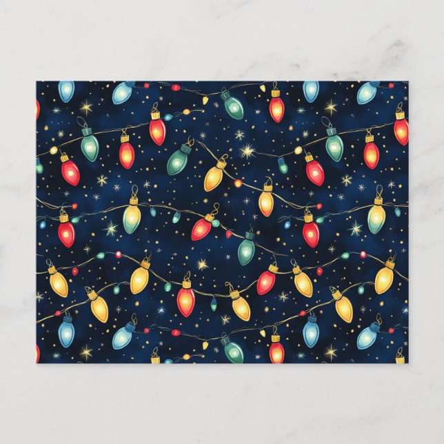 Carte Postale Feux de Noël design avec brillance scintillante (Devant)