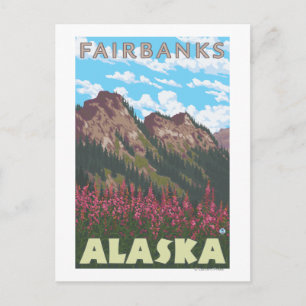 Carte Postale Feux d'herbe et montagnes - Fairbanks, Alaska