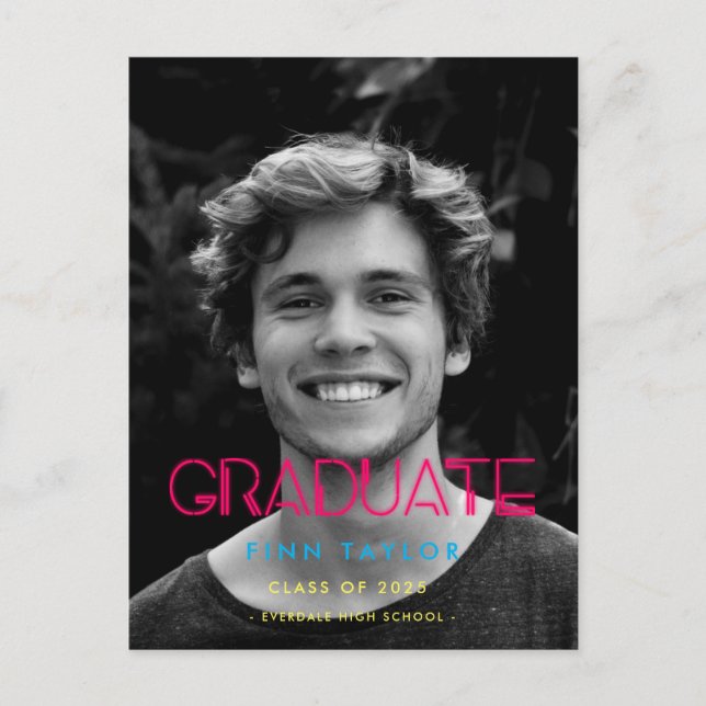 Carte Postale Feux néons rétro 80s Diplôme photo (Devant)