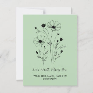 Carte Postale Février Fleur de naissance Violet Anniversaire Voe