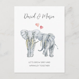 Carte Postale Fiançailles ou anniversaire de couple éléphant