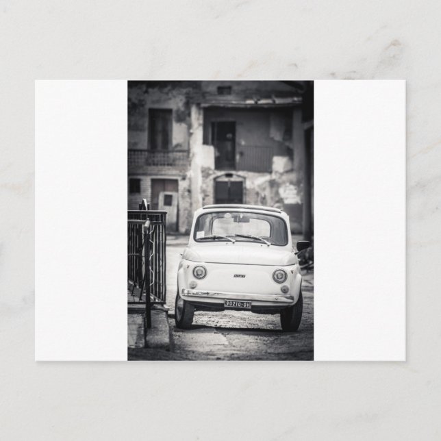 Carte Postale Fiat 500, Cinquecento en Italie (Devant)