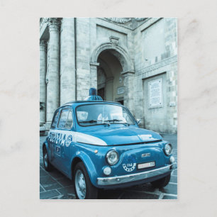 Carte Postale Fiat 500 voiture de police en Italie