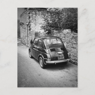 Carte Postale FIAT 500 voiture en noir et blanc