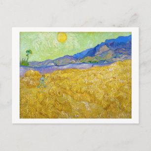Carte Postale Fibres de blé avec faucheuse à Sunrise Van Gogh