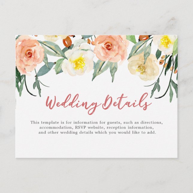 Carte Postale Fiche de mariage floral Watercolo (Devant)