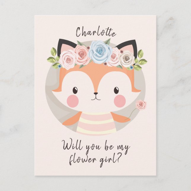 Carte Postale Fiche de proposition Flower Girl Fox (Devant)