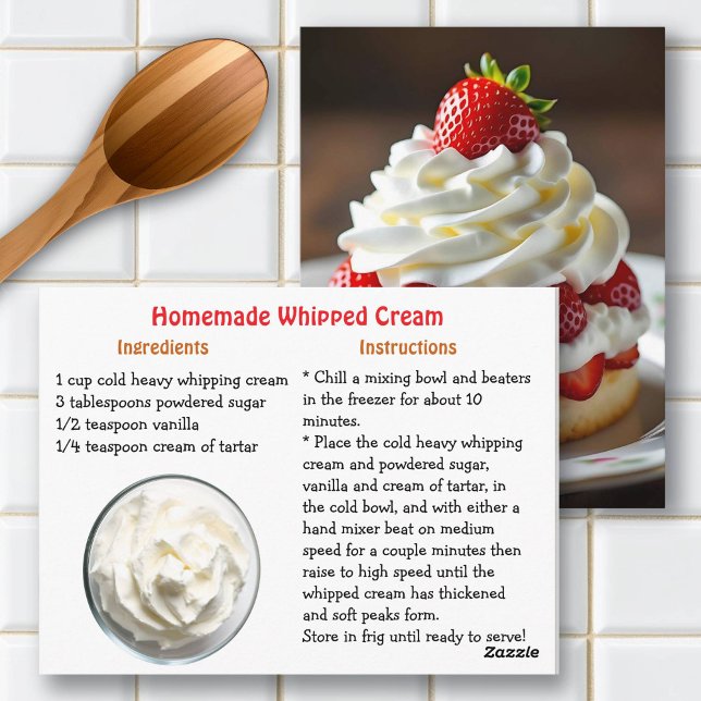Carte Postale Fiche de recette de crème fouettée maison (Créateur téléchargé)