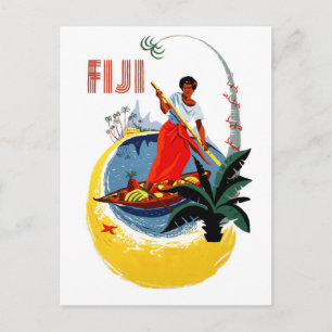 Carte Postale Fidji, homme sur un petit bateau