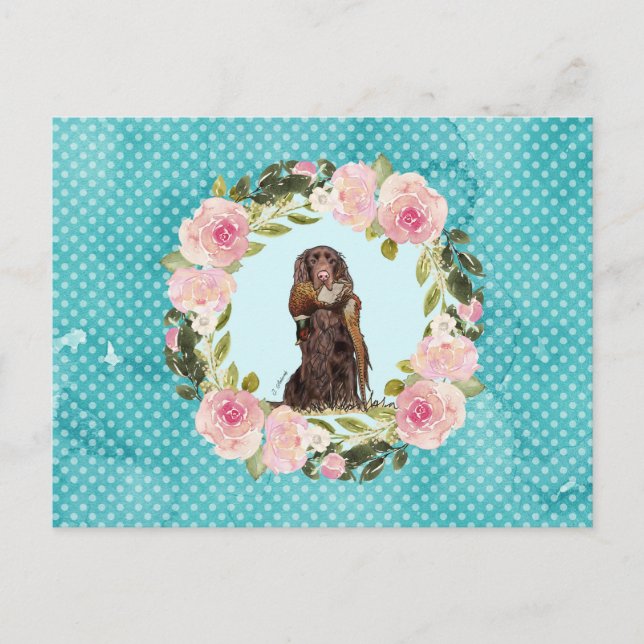 Carte Postale Field Spaniel Motif Faisan (Devant)