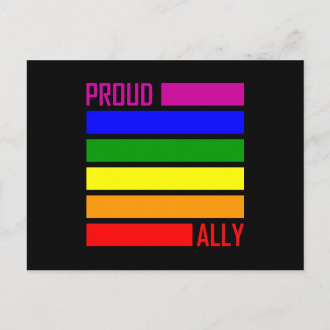Carte Postale FIER ALLY FLAG LGBT Pride Mois LGBTQ Rainbow (Devant)