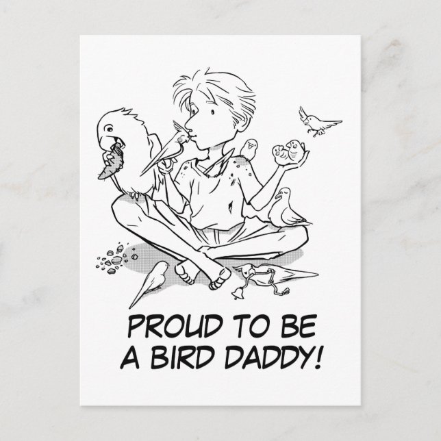 Carte Postale Fier d'être un papa d'oiseaux (Devant)