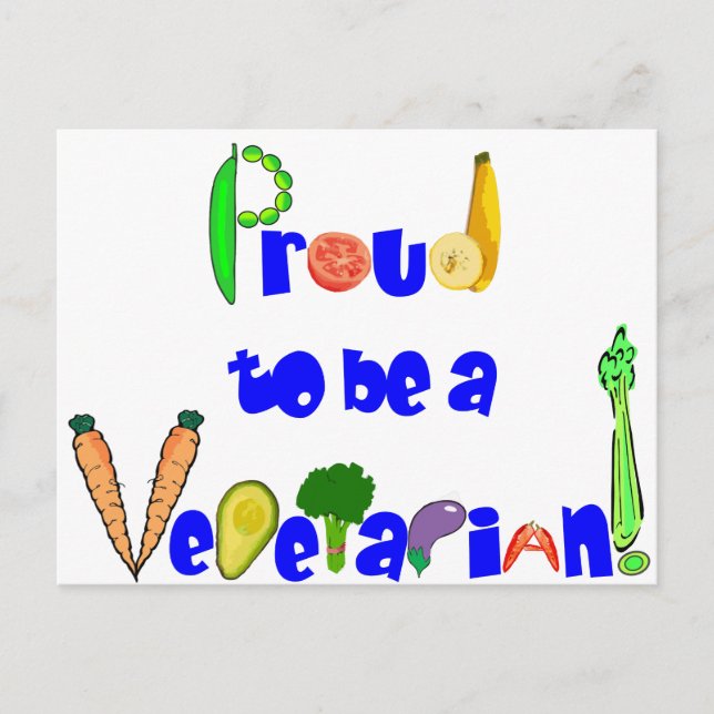 Carte Postale Fier d'être végétarien (Devant)