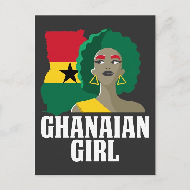 Carte Postale Fier Ghana fille Drapeau Afrique de l'Ouest (Devant)