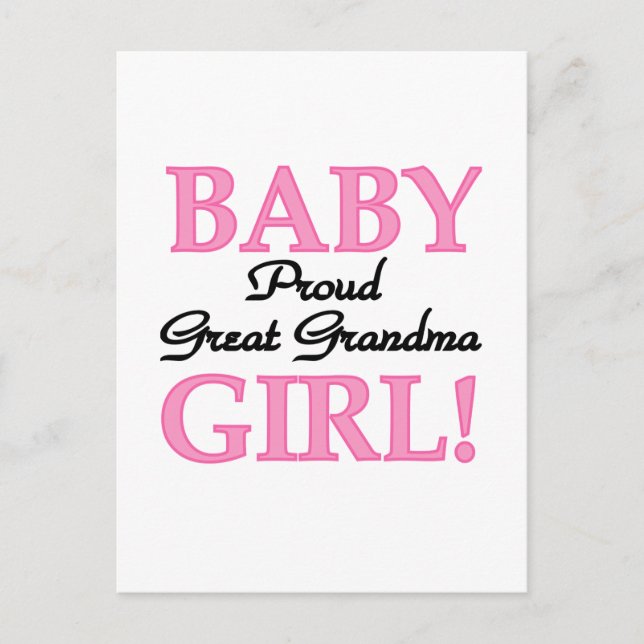 Carte Postale Fier Grand Grand-mère Baby Girl Tshirts et cadeaux (Devant)